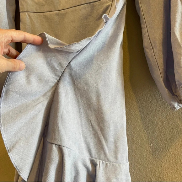 Showpo Cant Move On Dress Linen Look NWT Powder Blue Size 6 Faux Wrap - Picture 6 of 12